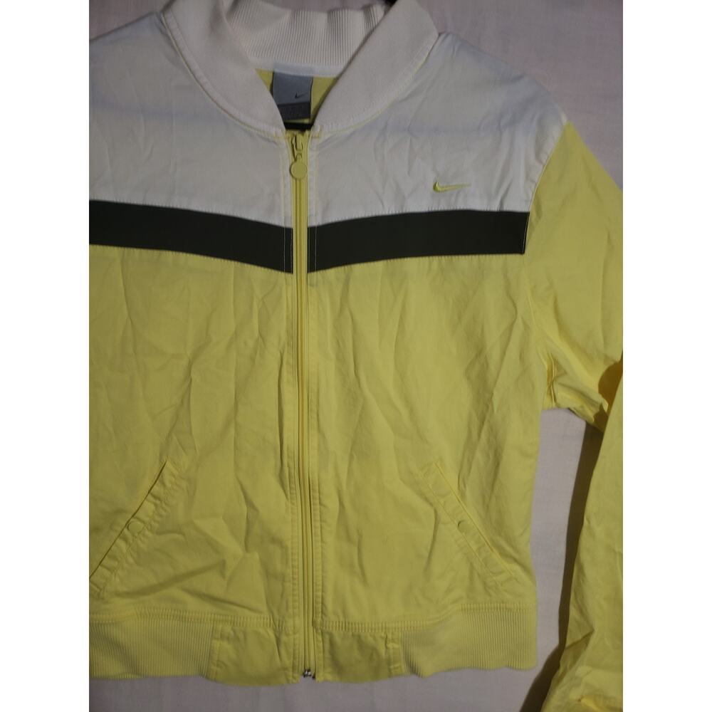 Nike Vintage Jacket Women's Small Yellow Gray Tag Full Zip Lightweight Y2K R265